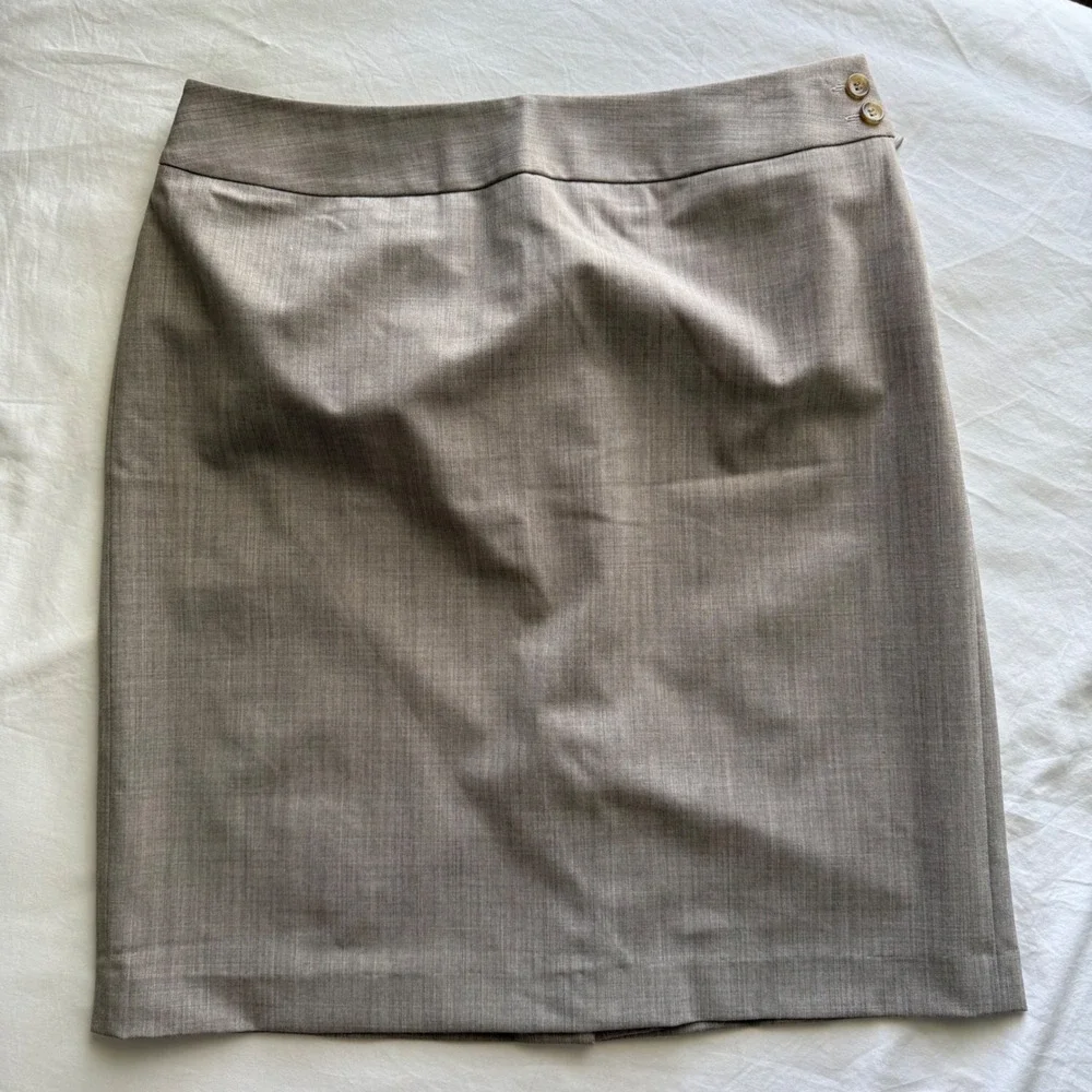Ann Taylor Pencil Skirt 12 Professional Office Siren Quiet‎ Luxury Neutral
